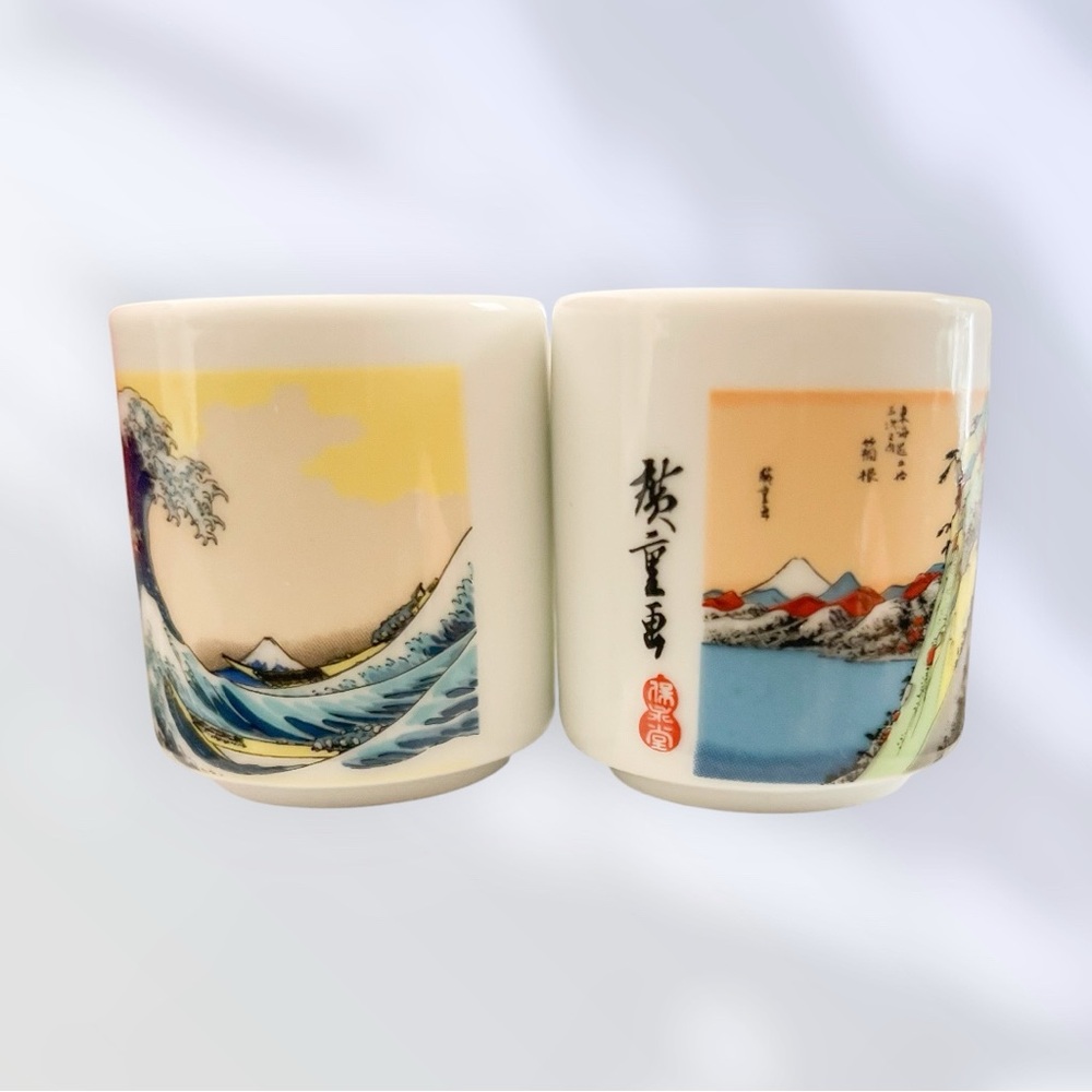 Tokaido Guinomi Vintage Sake Porcelain Ceramic Cup Set of 5 In Box EUC - Picture 6 of 16